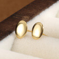 wholesale S925 Sterling Silver Gold Bean Stud Earrings, Oval Geometric Minimalist Small and Exquisite Daily Versatile Earrings-0-0