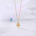 wholesale Metal: 925 Sterling Silver Gold Plated European and American style Ins style pendant Christmas tree necklace for women cross-chain necklace newaccessory-0-5
