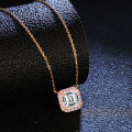 S925 Sterling Silver Princess-Cut Moissanite Full Diamond Necklace-0-3