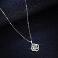 925 Sterling Silver 1-Carat Moissanite Four-Leaf Clover Windmill Pendant Necklace-0-0