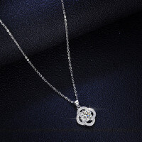 925 Sterling Silver 1-Carat Moissanite Four-Leaf Clover Windmill Pendant Necklace-1 carat (moissanite)  925 silver