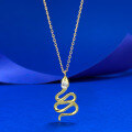 wholesale S925 Sterling Silver Gold-Plated Green Eye Diamond Snake Necklace, Sparkling and Glamorous Light Luxury Design, Fashion Live-0-0