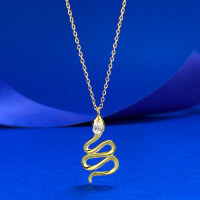wholesale S925 Sterling Silver Gold-Plated Green Eye Diamond Snake Necklace, Sparkling and Glamorous Light Luxury Design, Fashion Live-N518 Gold Snake Necklace 925 Silver