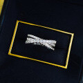 wholesale S925 silver new jewelry cross pave zirconia line luxury ring for women-0-2