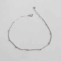 wholesale S925 Sterling Silver Korean-style Minimalist Cross Chain with Tiny Beads Anklet Foot Jewelry for School Girls-Platinum>925 silver