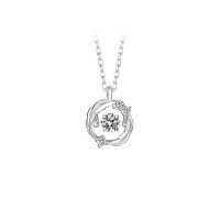 Sterling Silver 50-Point Moissanite Feather Pendant Necklace-【Super Sparkling Zircon】5mm Feathered Companion Necklace  925 Silver