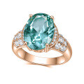 wholesale S925 Sterling Silver Luxury Gemstone Ring 7ct Cultivated Blue Spinel Exaggerated Style Jewelry Green Spinel Ring-0-4