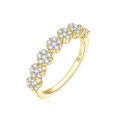 S925 Silver Seven-Flower Semi-Ring with Moissanite-0-3