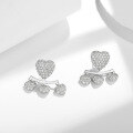 wholesale S925 Silver Hypoallergenic Plated 18k White Gold Two-Way Wear Double Heart Full Moissanite Earrings-0-2