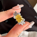 wholesale Metal: 925 Sterling Silver ZHUOZHIFAN Jewelry New 7*9mm High Carbon Diamond Yellow Diamond Ring Luxury European and American Style Sold on AliExpress Cross-Border Model-0-1