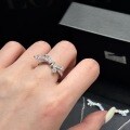 Sterling Silver Shimmering 3D Bow Full-Sparkle Diamond Ring, Ribbon-Knot Design-0-2