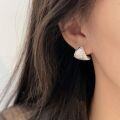 wholesale S925 Sterling Silver Textured Line Ear Studs for Women, Small and Fashionable, Korean Dongdaemun Geometric Heavy Duty Earrings-0-0