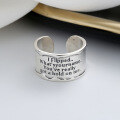 wholesale S925 Sterling Silver Wide Tube Shape English Letters Open Ring Hip Hop Punk Disco Index Finger Ring-0-1