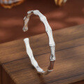 wholesale 9999 Silver Matte Bamboo Joint Openable Solid Silver Bangle, New Chinese Style Fashion Niche Gift for Women-0-0