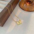 wholesale S925 Sterling Silver Simple and Versatile Evil Eye Square Pendant Necklace for Women Korean Summer New Ins Collarbone Chain-0-6