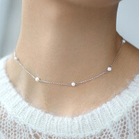 wholesale 925 Sterling Silver Pearl Necklace, Jingxu New Product Ins Style Minimalist White Shell Pearl Chain, Small Luxury High-End Feel Chain-Platinum-35+5cm 925 silver