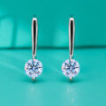 wholesale S925 Sterling Silver Long Moissanite Single Diamond U-Shaped Earrings for Women, Minimalist Korean Style, Elegant and Unique Advanced Sense Ear Hooks-0-1