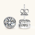 925 Sterling Silver Square Double Prong Single Stone D Color Moissanite Earrings-0-67