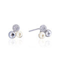 wholesale S925 Sterling Silver Shell Pearl Round Bead Stud Earrings Women Korean Style Fashion Sweet Temperament Student Earrings Jewelry Dropshipping-0-4