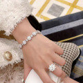 wholesale S925 Sterling Silver Zhuo Zhifan Jewelry Fully Set Sunflower Bracelet, Luxurious Cluster Simulated Diamond Floral Accessory for Women-0-3
