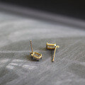 wholesale 9K Gold Pure Small Diamond Rectangular Ice Cube Zircon Retro French Mini Single Earring Stud-0-4