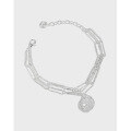 wholesale S925 sterling silver 217 Korean version ins niche design minimalist versatile lotus texture double-layer chain textured bracelet for women-0-0