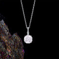 Silver Full-Zirconia Pendant Necklace, Rose Cut, Women's Minimalist Design-0-1