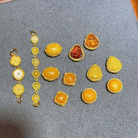 wholesale S925 Gold-Plated Silver with Natural Amber Bead Spacers DIY Bracelet Braiding Rope Handcraft Semi-Finished Accessories-Beeswax cubes