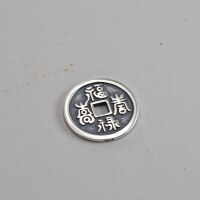 wholesale 925 Sterling Silver Baguafu Lu Shou Coin, New Chinese Style Personalized Retro Red Braided String Beading DIY Silver Accessories-Large size (5000329)