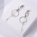 wholesale 925 Sterling Silver Designer High-End Natural Pearl Earrings with Interlocking Design and Freshwater Pearls-0-2