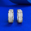 wholesale S925 silver jewelry, cross-border trapezoidal rectangular cold-toned unisex baguette hoop earrings for AliExpress-0-2