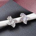 wholesale S925 silver zircon stud earrings with a small fresh windmill design, Korean-style-0-5