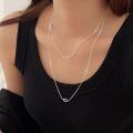 wholesale S925 Sterling Silver Pig Nose Long Pendant Necklace for Women, Korean Spring Summer New Arrival Minimalist Versatile High-end Necklace-0-2