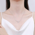 S925 Sterling Silver V-Cut Moissanite Necklace with Diamond Accents-0-2
