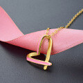 wholesale S925 silver gold minimalist pink drip oil heart pendant necklace for women-0-2