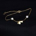 wholesale 18K Gold Metal Material Style Assortment Trifoliate Bracelet with Diamonds and White Pearls Available for Dropshipping-0-2
