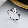 wholesale S925 Sterling Silver Hollowed-out Four-leaf Clover Ring, Creative and Fashionable Ins Style Versatile Viral Index Finger Ring for Women and Best Friends-0-0