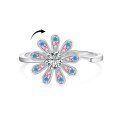 wholesale S925 Sterling Silver Flower Diamond-Inlaid Rotatable and Adjustable Opening Series Fashion Women's Ring-0-19