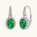 wholesale S925 Silver Vintage Palace Style Ear Clips with High-End Emerald Oval Micro-Setting Luxury Cross-Border Ear Jewelry-0-0