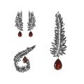 wholesale S925 Silver Italian Craft Hand-Designed Feather Natural Gemstone Garnet Stud Earrings-0-3