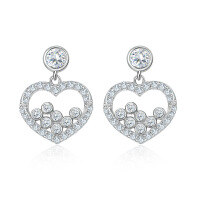 wholesale 925 Sterling Silver Amazon Cross-Border New Earrings, European and American Fashion Heart Ear Studs for Women, Ins Style Heart-shaped Earrings-Platinum 925 silver