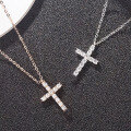 wholesale Metal Cross Pendant Necklace for Women, Light Luxury, Niche Design, Full Diamond, Elegant and Minimalist Necklace, TikTok Live-0-0