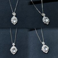 wholesale S925 Silver New Chinese Style Natural Shui Mo Yu Glass Ice Pigeon Egg Faceted Necklace, Live Streaming Best Seller on Xiaohongshu-Water Jade-XL189 Copper (copper with cross chain)