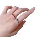 wholesale S925 Sterling Silver Red and Blue Sapphire Thin Ring, Fashionable and Unique, Delicate Row of Diamonds Ring, Minimalist Ins Style for Daily Wear-0-4