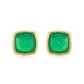wholesale S925 Sterling Silver Geometric Green Agate Sugar Loaf Stud Earrings, Korean Style Minimalist Daily Wear Wholesale-0-4