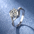 wholesale S925 Sterling Silver Fashion Moissanite D Color Micro-Paved Angel's Kiss Ring for Women Proposal Handcrafted Jewelry Wholesale-0-0