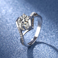 wholesale S925 Sterling Silver Fashion Moissanite D Color Micro-Paved Angel's Kiss Ring for Women Proposal Handcrafted Jewelry Wholesale-1 carat (zircon) ring  size 5