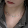 wholesale S925 Solid Silver Korean Minimalist Fresh Love Heart Necklace For Women, Versatile Layering Collarbone Chain Wholesale-0-4