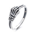 wholesale S925 Sterling Silver European and American Punk Style Skeleton Demon Hand Bone Ring Hip Hop Dark Adjustable Ring-0-4