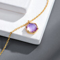 wholesale S925 silver gold-plated energy crystal lucky stone natural amethyst women's necklace factory supply-0-1